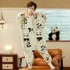 Pijama de una pieza para niños, Otoño e Invierno, Franela Engrosada Anti-Patada Cálido Coral Fleece, para Niños Medianos y Grandes, Ropa de Casa para Niñas