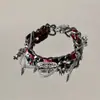 Europeo y Americano Más Vendido Punk Metal Crohn Y2K Subcultura Nicho Diseño Wrap Remache Borla de Cuero Collar