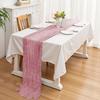 Banderola de Mesa de Hilo de Bali Arrugado Transfronterizo Color Sólido Banderola de Mesa Retorcida Mantel Decoración de Boda Fiesta Banderola de Mesa Plegada