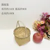 Cesta Pequeña de Bambú, Cesta con Asa Redonda, Cesta para Snacks de Té y Frutas, Bandeja para Pasteles, Cesta Pequeña Creativa de Bambú, Cesta de Bambú Multicapa