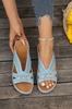 Chanclas de cuña de color liso de talla grande estilo europeo y americano para mujer, nuevas de verano 2025, sandalias de boca de pez de suela gruesa de moda con flores para mujer