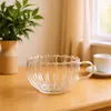 Taza y Platillo de Vidrio de Borosilicato Rayado Vintage para el Hogar, Resistente a Altas Temperaturas, Taza de Café, Taza para el Té de la Tarde