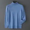 Suéter de Lana Pura Nuevo Otoño/Invierno Baicai Rong para Hombre Grueso de Punto con Cuello Chal Base de Punto Simple Casual de Negocios