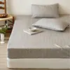 Sábana bajera individual de doble capa de gasa de algodón 100% estampada estilo coreano, algodón puro, fresca y sencilla, protector de colchón, ropa de cama