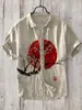 Las Camisas de Manga Corta para Hombre Más Vendidas del Sudeste Asiático Estilo Étnico Japonés Flor de Ciruelo Ola Impresión Digital 3D Ropa de Nube