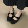 Primer Encuentro Temporada Aumento Zapatos Grises Zapatos Mary Jane Peludos Mujer 2026 Otoño/Invierno Nuevo Estilo Lazo Suela Gruesa Más Terciopelo Cálido