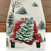 Camino de mesa navideño más vendido transfronterizo con estampado de Papá Noel, mantel de decoración festiva, tapete para mesa de comedor, mantel para mueble de sala de estar
