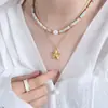 Design de pingente de estrela-do-mar com textura única e elegante, moda, aço titânio banhado a ouro 18K, colar para clavícula para mulheres