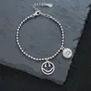 Pulseira Pingente Rosto Sorridente Popular Retro Transfronteiriça para Mulheres, Temperamento Fashion, Estilo Cool, Pulseira Redonda Personalizada de Alto Padrão