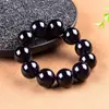 Pulseira preta brilhante de jade 20mm para homens, versátil e elegante para o dia a dia, fio de contas de jade, presente perfeito S-569