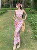 Elegante Diosa Playa Ocio Vacaciones Estilo Orilla del Mar Vestido Largo de Tres Piezas Bikini BIKINI Traje de Baño Dividido
