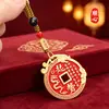 Que la fortuna llegue cuando las cosas vayan bien: Moneda de bronce dragón se eleva a la prominencia, estilo chino grabado étnico llavero collar colgante, en stock para venta al por mayor