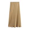 Roupa Feminina Transfronteiriça 2026 Estilo Europeu e Americano Fashionável Versátil Casual Simples Textura de Cetim de Seda Saia Midi para Mulheres F69798