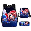 Mochila de Liberación Rápida Transfronteriza de Dibujos Animados de Mario para Estudiantes de Primaria y Secundaria Bolsa Escolar de Tres Piezas Mochila Bolso de Hombro Estuche para Lápices Venta al por Mayor