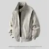 Chaqueta estilo Tang para hombres y mujeres, primavera, retro americano, cuello de béisbol, casual, holgada, Y2K, chaqueta de cuero lavado, estilo Hong Kong
