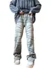 Jeans Americano Retro Transfronteiriço Resistente Desgastado com Linhas Desfiadas Corte Justo Lavado Emagrecedor e que Aumenta a Altura Micro Flare