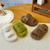 Pantuflas de Felpa de Comercio Exterior para Mujer, Calzado de Exterior, Nuevo Estilo Primavera y Otoño, Celebridad de Internet, Muy Calientes, Modernas, Verano, Suela Gruesa, Antideslizantes, Cálidas, Pantuflas de Algodón para Mujer