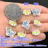 S999 Plata para Pies Azul Quemado Pegamento de Gota Combinación de Colores Degradados Colgante de Mariposa Pulsera Tejida Collar Accesorios Hechos a Mano DIY