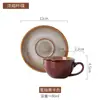 Taza y platillo para espresso estilo europeo 80ML juego de taza y platillo de cerámica cocida en horno vintage para cafeterías, uso comercial, venta al por mayor desde el fabricante