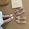 Sandalias Chuyuji estilo francés con lazo floral, suela gruesa, punta cerrada para mujer, verano 2026, adecuadas para faldas, tacón de cuña, estilo de hada