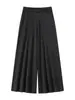 Calça Casual Feminina Nova Estilo Primavera/Verão 2026 em Tricô de Tencel e Fio de Papel com Bolinhas Coloridas, Caimento Solto, Cintura Alta, Perna Larga, Longa