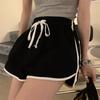 Calças esportivas femininas de cintura elástica e renda, plus size, para verão, calças quentes, pernas largas, calças de pijama de cintura alta, calças casuais, atacado