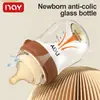 Amazon biberón imitación leche materna para recién nacidos anti-cólicos boca ancha vidrio de borosilicato alto biberón transfronterizo venta al por mayor