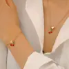 Pulsera Colgante Joyería Set de Frutas de Aleación Esmalte Cereza Fresa Manzana Piña Transfronterizo Nuevo Producto para Mujer