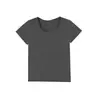 Camiseta de Algodón Puro de Marca de Moda Morado Uva de Manga Corta Ajustada para Mujer, Top de Moda Adelgazante para Verano, Paquete de 40