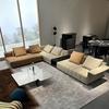 Sofá Teclas de Piano Estilo Italiano Minimalista Sala de Estar Pasillo Horizontal Muebles de Villa Apartamento Grande Sofá de Cuero de Lujo Especial de Forma