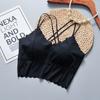 Estilo coreano niña sin costuras espalda de belleza ropa interior cruzada doble tirante para hombro seda de hielo camisola estudiante interior base pecho envuelto