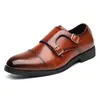 Zapatos Casuales de Cuero de Talla Grande 47 48 sin Cordones Puntiagudos de Cruzar la Frontera Mocasines con Hebilla de Caña Baja Zapatos de Moda Tendencia