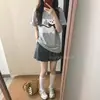 Camiseta de Manga Corta con Estampado de Perro de Lunares Estilo Coreano para Mujer, Verano, Hombro Normal, Corte Ajustado, Cuello Redondo, Top Casual Versátil