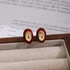 Pendientes colgantes de plata con forma de perla roja de Ankora y aceite de amor, otoño e invierno, estilo francés, retro, ligeros, de lujo, vintage.