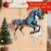 Nuevo Exquisito Caballo Blanco Acrílico Plano Colgante para Espejo Retrovisor de Coche Adorno para Decoración del Hogar Llavero de Mochila