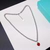 Collar de Cuentas de Amor de Esmalte Perla T Home Rojo y Azul Rosa Colgante de Corazón Regalo de Vacaciones para Mujer