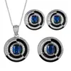 Juego de Joyería Huayoumei para Mujer, Azul Elegante y de Moda Joyería Transfronteriza, Collar, Pendientes, Anillo, Circón al por Mayor