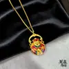 Colgante de la Fortuna Estilo Antiguo Chapado en Oro con el Carácter Fu, Colgante de Color Esmalte para Atraer Riqueza y Bendiciones, Suministro para Transmisiones en Vivo de Comercio Electrónico
