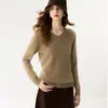 Nova blusa de base de malha de cashmere para outono e inverno, moderna, macia, confortável, simples, amiga da pele, quente, suéter de manga comprida para mulheres