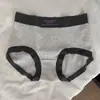 Ropa Interior de Algodón Puro Gris Cepillado Suave Cintura Media Jacquard con Patrón Oscuro Cómoda Sin Costuras Cubre Cadera Entrepierna de Seda Ropa Interior