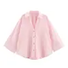 Moda Femenina Europea y Americana Nueva de Verano 2026 Ajustada de Lino Rayas Multicolor Manga Larga Camisa Top