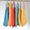 Toalla de Mano de Coral con Gancho de Poliéster/Nailon Moda Suave Toalla para Colgar Suave Absorbente Toalla de Mano para Cocina Se Puede Añadir Logo