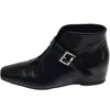 Botas de Cano Curto Estilo Britânico First Encounter com Bico Quadrado para Mulheres com Fivela, Aumento Interno de Altura, Emagrecimento, Botas de Moda Versáteis 2026 Novo