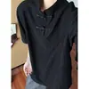 Nueva Camisa Polo de Manga Corta para Hombre con Diseño de Nudo Estilo Chino, Nuevo Estilo de Verano, Versátil, Moderna, Sencilla, Top Camiseta de Color Sólido