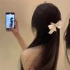 Grampo de Cabelo de Rede com Laço Estilo Francês Faixa de Cabeça Doce de Princesa com Strass Prendedor Bico de Pato Acessório de Cabelo para Mulheres Laço