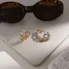 Estilo Minimalista Oro de 18 Quilates Acero Inoxidable Color-Block Cadena Aro en C Pendientes Lujo Ligero Gama Alta Pendientes de Otoño e Invierno para Mujer Transfronterizo