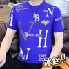 Camiseta de manga corta de seda helada de alta calidad para hombre, venta al por mayor de fábrica, nueva moda de verano 2024, camiseta casual de manga media con cuello redondo para hombre