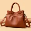 Cross-Border Women's Bags, Fashionable and High-End Pleated Handbags, Large-Capacity, Elegant Handbags for Middle-Aged Ladies, Shoulder Bags