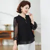 Ropa Elegante y de Moda para Mujeres, Mamás, Top Delgado de Gasa para Verano con Encaje en Mangas Tres Cuartos