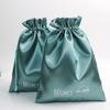 Bolsa de tela satinada para lencería, Bolsa con cordón de satén de seda para peluca, Bolsa de embalaje de almacenamiento con cordón, Bolsas con cordón al por mayor con impresión de logotipo